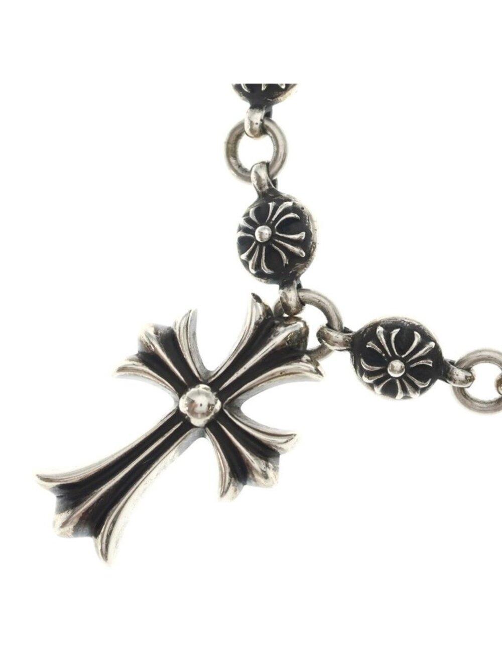 Chrome Hearts 2 CH Cross Chain CH Necklace Silver